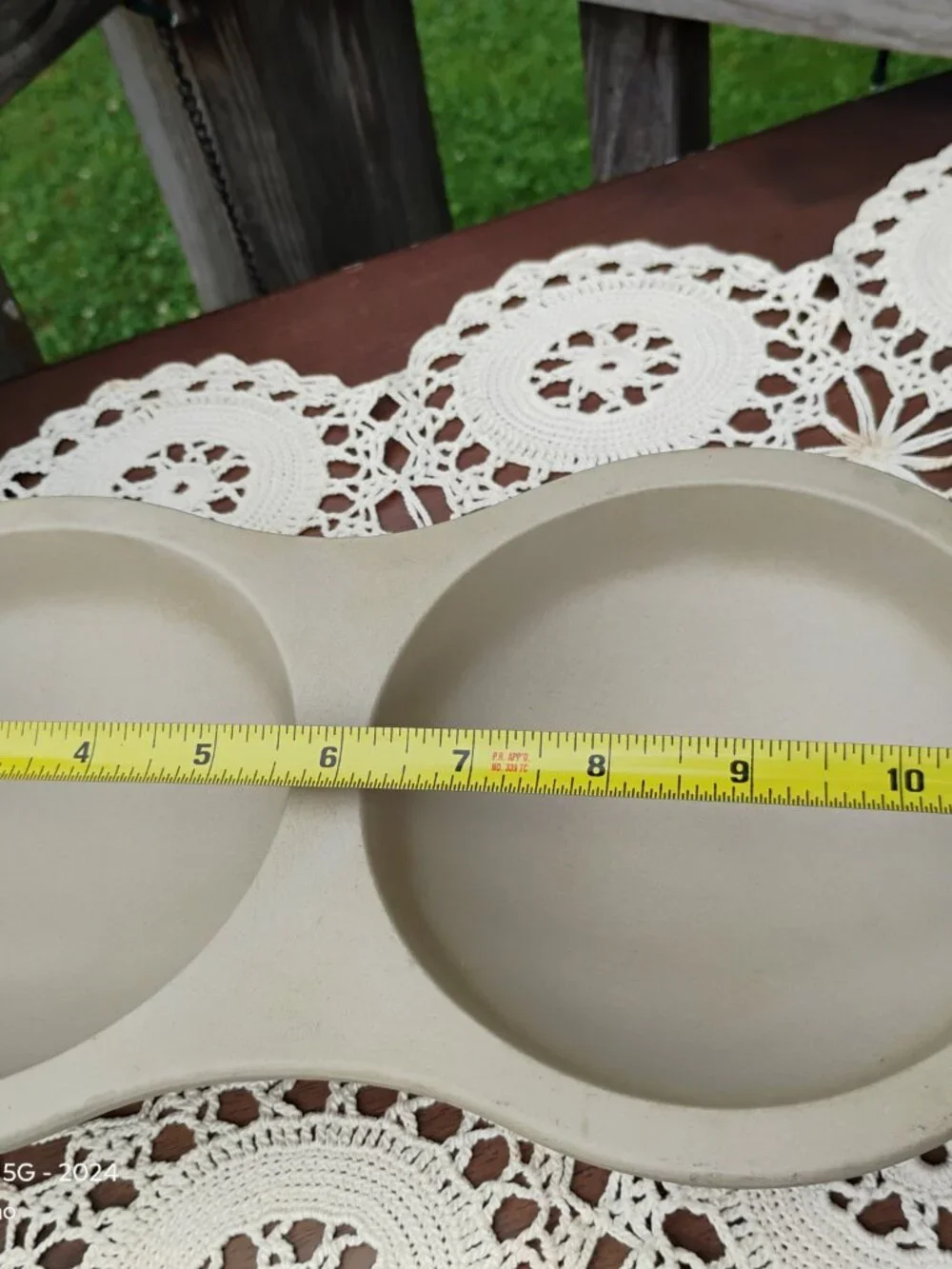 Pampered Chef double microwave egg poacher unglazed stoneware #2201 Made USA 90s